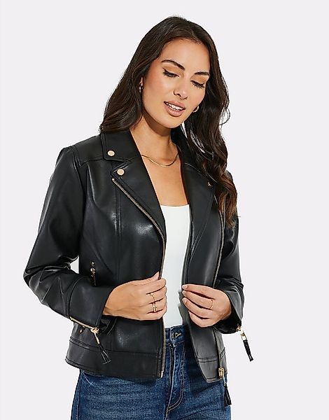 Threadbare Outdoorjacke THB Harpers PU Biker Jacket (1-St) mit modischem Re günstig online kaufen