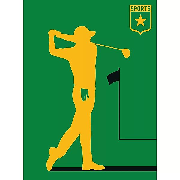 Fototapete Golfspieler Gelb Grün Schwarz 2,00 m x 2,70 m FSC® günstig online kaufen