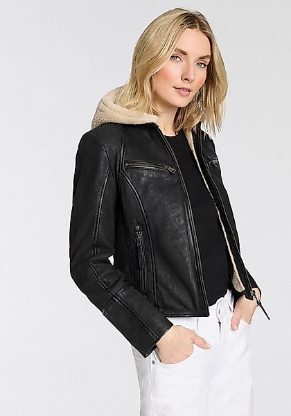 Mauritius Lederjacke MWNedra mit abknöpfbarer Teddyplüsch-Kapuze günstig online kaufen