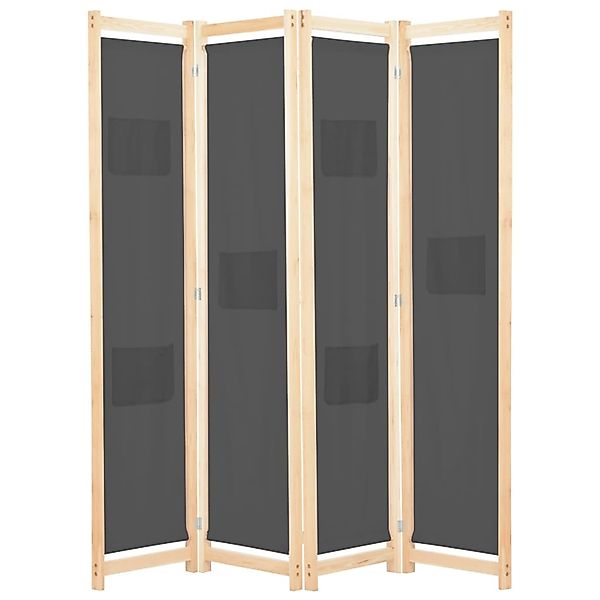 VidaXL 4-teiliger Raumteiler Grau 160 x 170 x 4 cm Stoff günstig online kaufen