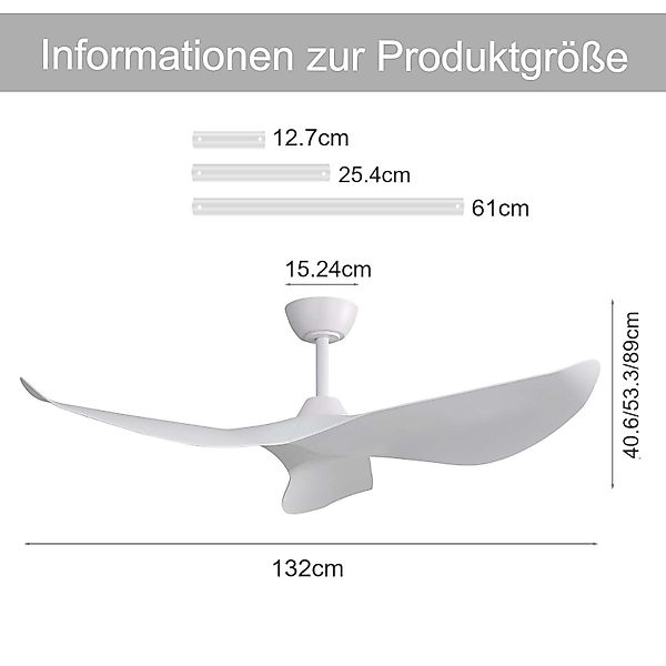 Sofucor Deckenventilator ohne Licht, mit Fernbedienung, 3 ABS-Flügel, DC, 1 günstig online kaufen