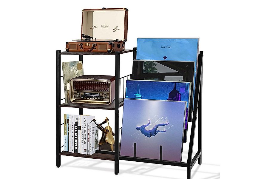 BBG CD-Regal Multifunktionales 4-stöckiges Schallplattenregal aus Holz und günstig online kaufen