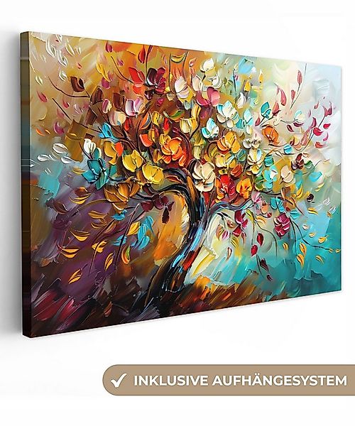 OneMillionCanvasses® Leinwandbild Baum - Abstrakt - Farbenfroh - Blumen, Fo günstig online kaufen