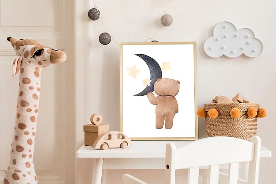 queence Bild mit Rahmen »Bär mit Halbmond«, Bär-Bären-Bilder vom Sternenhim günstig online kaufen