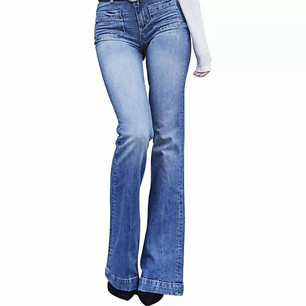 FIDDY Jeanshotpants Damen Elegant Stretch Skinny Schlaghose Bootcut Flared günstig online kaufen