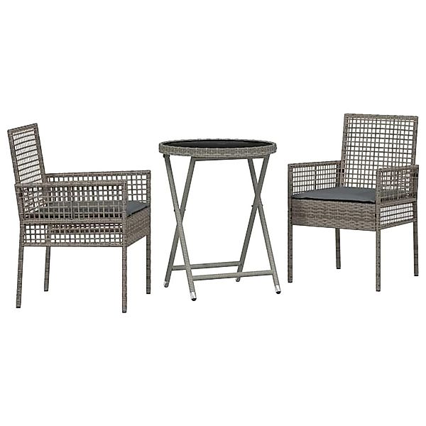 vidaXL Garten Bistro Set 3-Tlg Grau Poly Rattan 3334964 günstig online kaufen