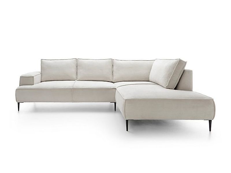 Goldstoff Ecksofa Cord VESPA L Beige – großes Wohnlandschaft Sofa L-Form, G günstig online kaufen