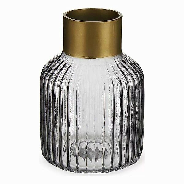 Vase Streifen Grau Golden Glas (12 X 18 X 12 Cm) günstig online kaufen