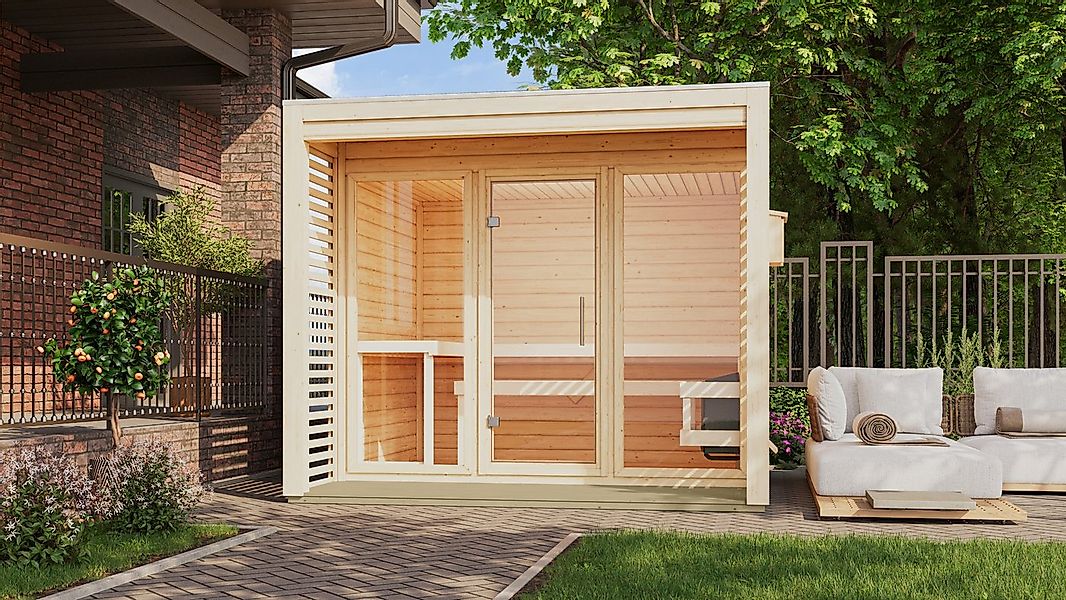 Karibu Saunahaus »Armin 3« naturbelassen, BxTxH: 276 x 276 x 231,5 cm, 38 m günstig online kaufen