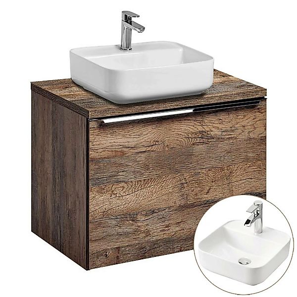 Badezimmermöbel Waschtisch-Unterschrank Set 60cm PUEBLA-56 Vintage Oak Eich günstig online kaufen