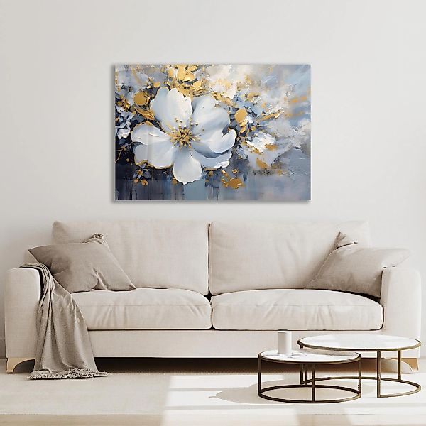 queence Leinwandbild "The golden Flower" Blumen  Blumenbilder  Blätter  Blä günstig online kaufen