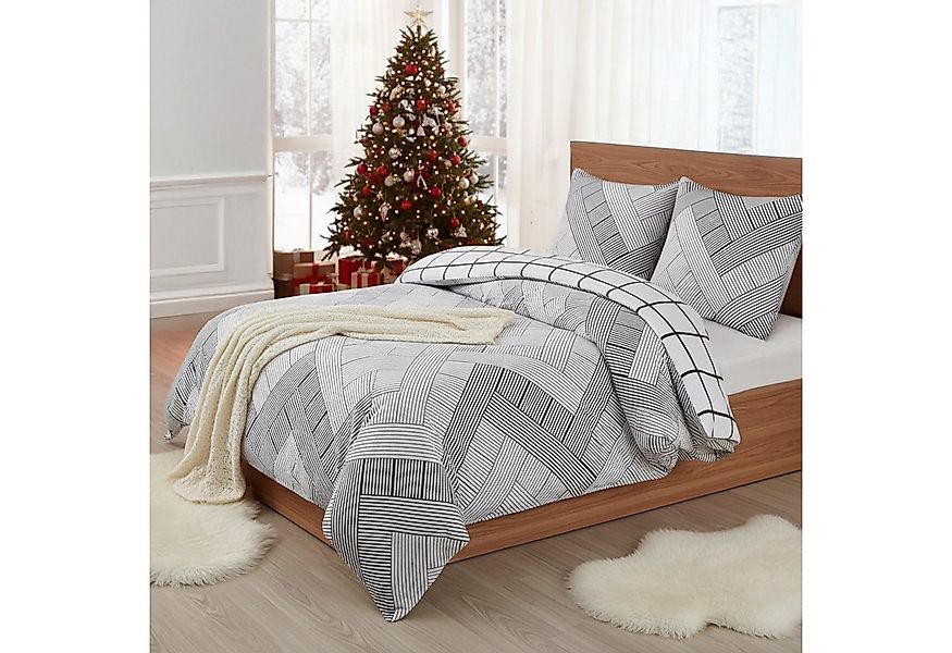 Buymax Bettwäsche, Biber, 2 teilig, 135x200 cm Flanell 100% Baumwolle Winte günstig online kaufen
