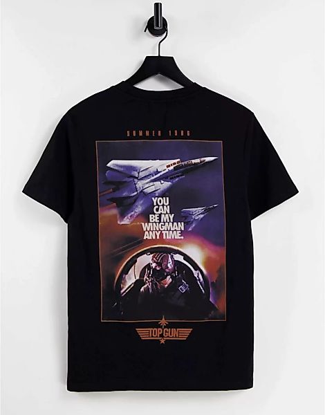 ASOS DESIGN – T-Shirt mit Topgun-Print in Schwarz günstig online kaufen