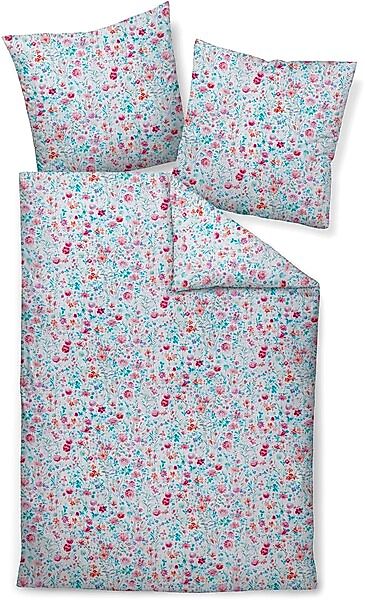 Janine Janine Mako-Satin Bettwäsche moments 98107 rosa mint Größe:  155x200 günstig online kaufen