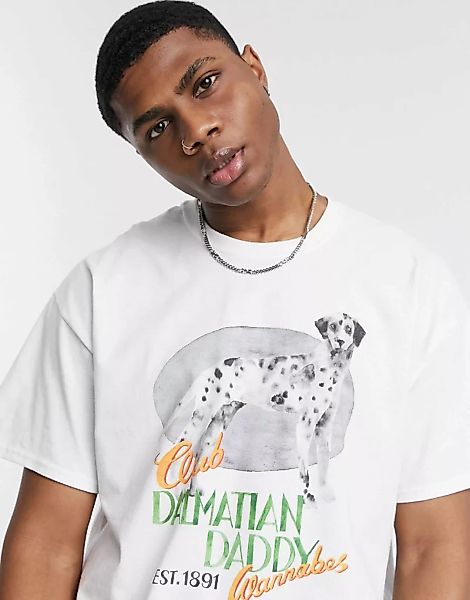 Vintage Supply – T-Shirt in Weiß mit Dalmatiner-Print günstig online kaufen