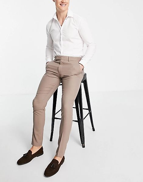ASOS DESIGN – Enge, elegante Hose in Stein-Neutral günstig online kaufen