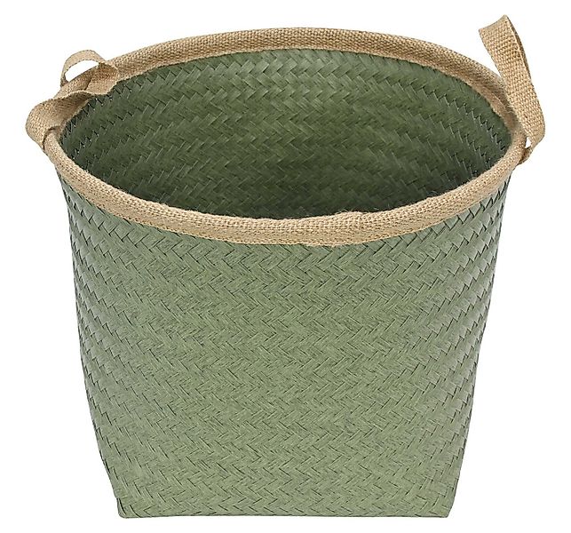 Dekoleidenschaft Aufbewahrungskorb "Soft" in grün, Ø 40 x 35 cm, Flechtkorb günstig online kaufen