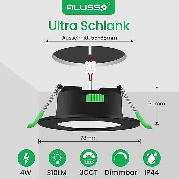 ALUSSO LED Einbaustrahler 6er-Set, Decken Leuchte, günstig online kaufen
