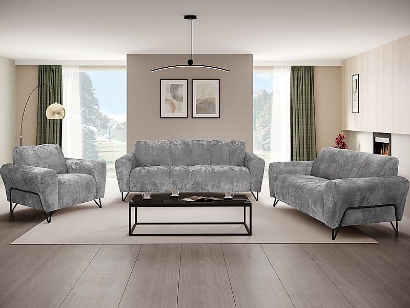 Beautysofa Polstergarnitur mit Metallbeine in schwarzer günstig online kaufen