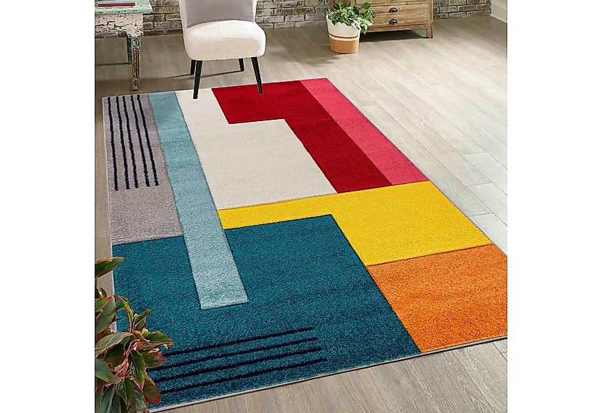 Mazovia Designteppich Modern Geometrischer Teppich Bunt Weich Teppich für W günstig online kaufen