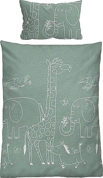 Biberna Kinderbettwäsche Kinder-Bettwäsche, Biber, Melange-Flanell Tiermoti günstig online kaufen