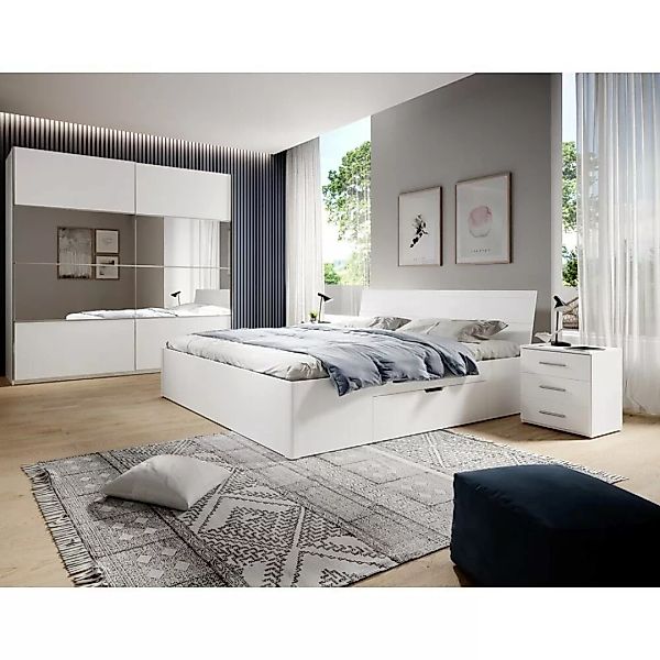 Schlafzimmer Möbelkombination mit Kleiderschrank und 2 Nachttischen Liegefl günstig online kaufen