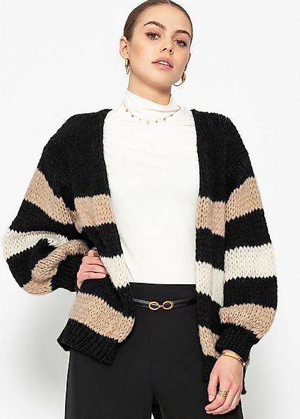 SASSYCLASSY Cardigan Offen fallender Cardigan gestreift günstig online kaufen