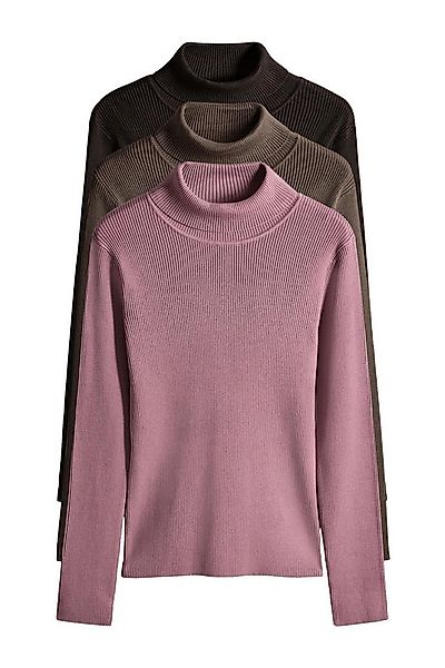The Set Strickpullover The Set Gerippte Rollkragenpullover, 3er-Pack (3-tlg günstig online kaufen