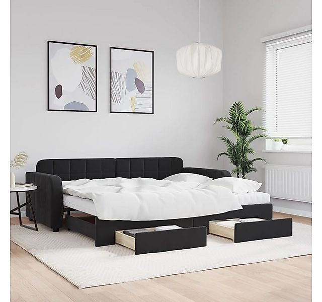 vidaXL Bett, Tagesbett Ausziehbar mit Schubladen Schwarz 90x200 cm Samt günstig online kaufen