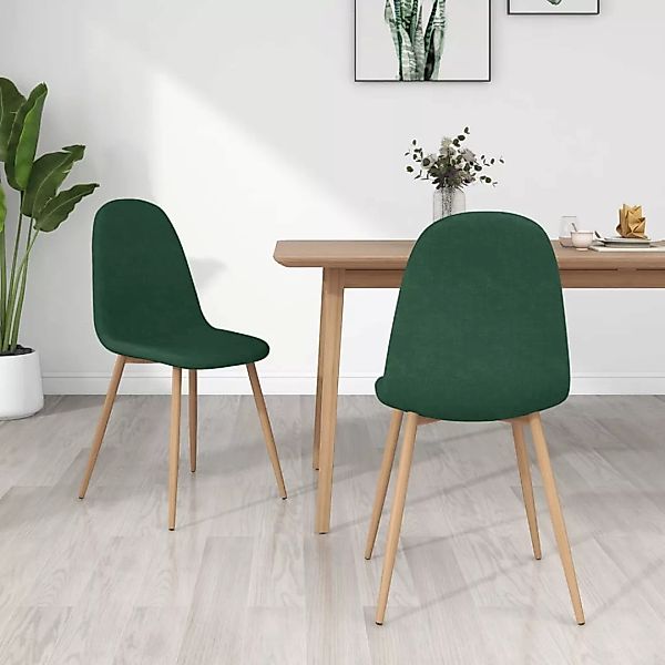 Esszimmerstühle 2 Stk. Grün Stoff günstig online kaufen