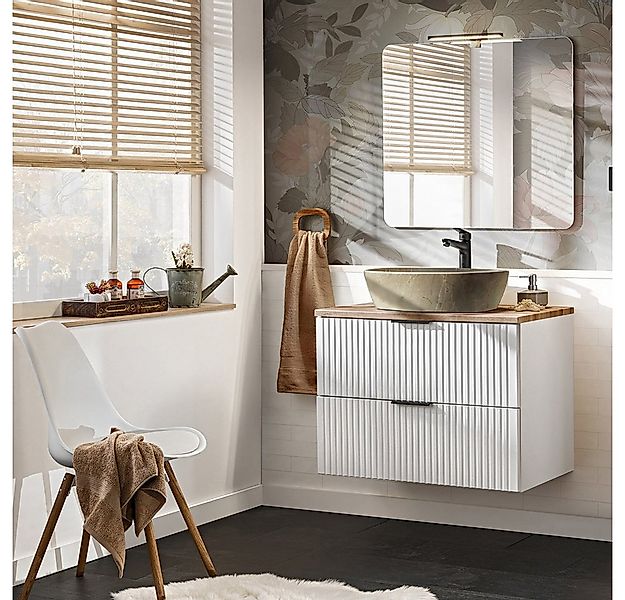 Lomadox Badmöbel-Set ADELAIDE-56-WHITE, (Spar-Set, 2-St), matt weiß LED-Spi günstig online kaufen