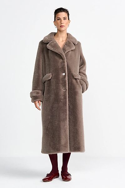 RICHROYAL Fellimitatmantel mit Schlitz hinten, normale Passform, Reverskrag günstig online kaufen