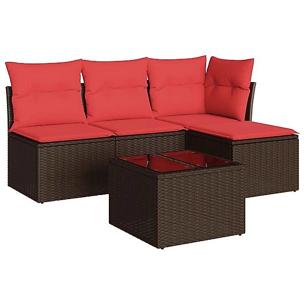vidaXL 5-Tlg Garten-Sofagarnitur mit Kissen Braun Poly Rattan 3217514 günstig online kaufen