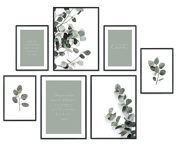 Hyggelig Home Poster Blätter - Premium Poster Set OHNE & MIT Rahmen - Wandb günstig online kaufen