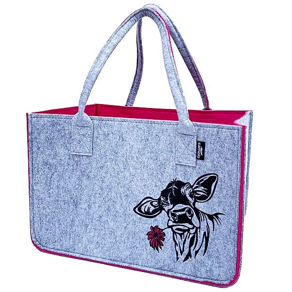 Camolo Tragetasche Filz Einkaufstasche COW Pink günstig online kaufen