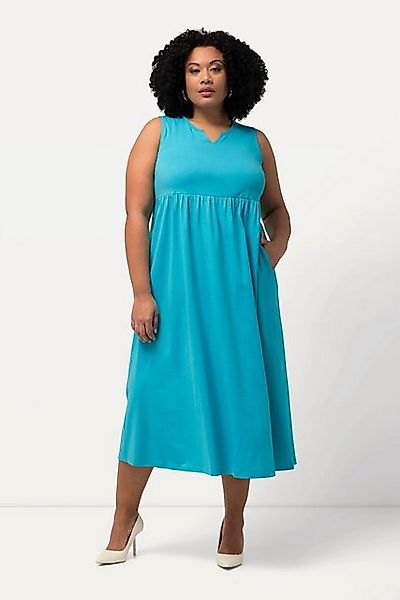 Ulla Popken Maxikleid Jerseykleid A-Linie Tunika-Ausschnitt ärmellos günstig online kaufen
