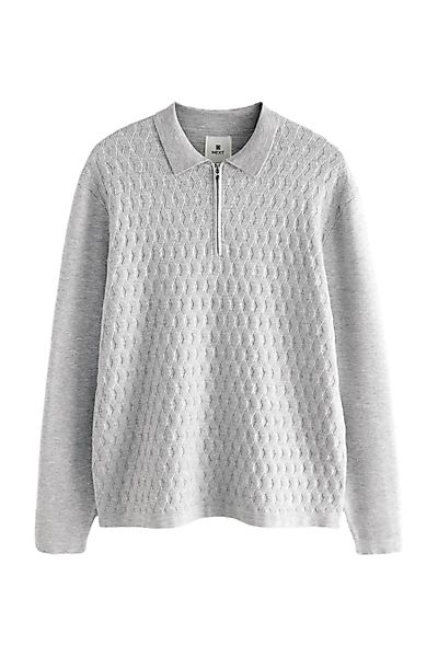 Next Langarm-Poloshirt Strukturiertes Premium Polohemd mit günstig online kaufen