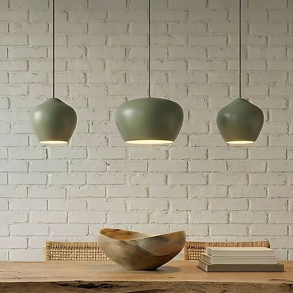 Lucande Hängeleuchte Malisa, grün, 3-fl., Metall, Länge 90cm günstig online kaufen