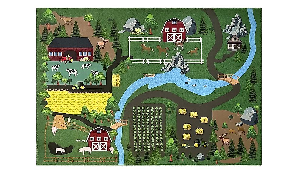 KJUT Kinderteppich Bauernhof Spielteppich ¦ mehrfarbig ¦ Synthetische Faser günstig online kaufen