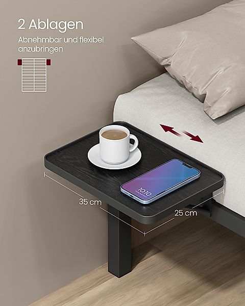 VASAGLE Bettgestell (160 x 200 cm), Doppelbett, mit 2 Aufbewahrungsregalen, günstig online kaufen