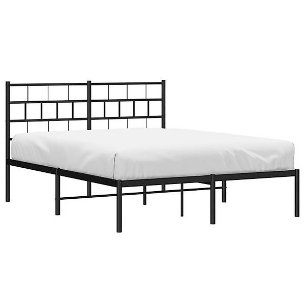 vidaXL Bett Bettgestell mit Kopfteil Metall Schwarz 160x200 cm günstig online kaufen