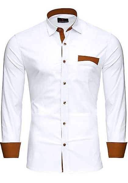 Reslad Langarmhemd Reslad Herren Hemd Exklusiv Two Tone Look Langarmhemd RS günstig online kaufen