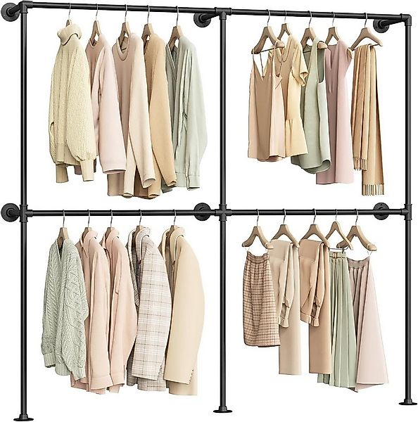 Woltu Kleiderständer, Offener Garderobenständer Wandmontage, Schwarz, 193 x günstig online kaufen