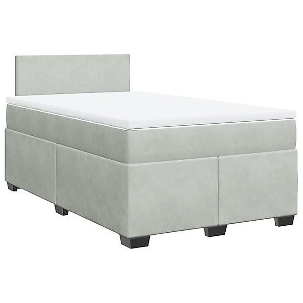 vidaXL Bett Boxspringbett mit Matratze Hellgrau 120x200 cm Samt günstig online kaufen