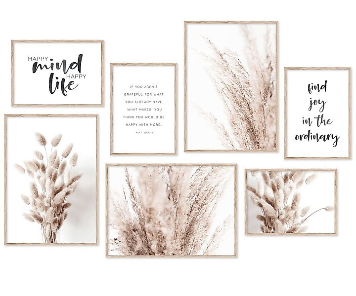Hyggelig Home Poster Pampasgras - Premium Poster Set OHNE & MIT Rahmen - 7 günstig online kaufen