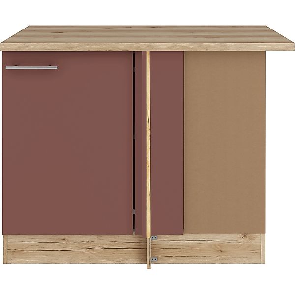 OPTIFIT Bari407 Küchen-Eck-Unterschrank 110 cm Rostrot günstig online kaufen