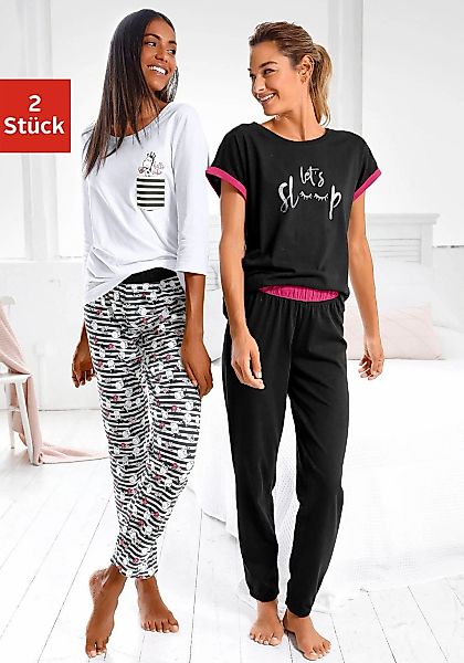 Vivance Dreams Pyjama 2 Stück, 4 tlg. mit verspieltem Tierprint günstig online kaufen