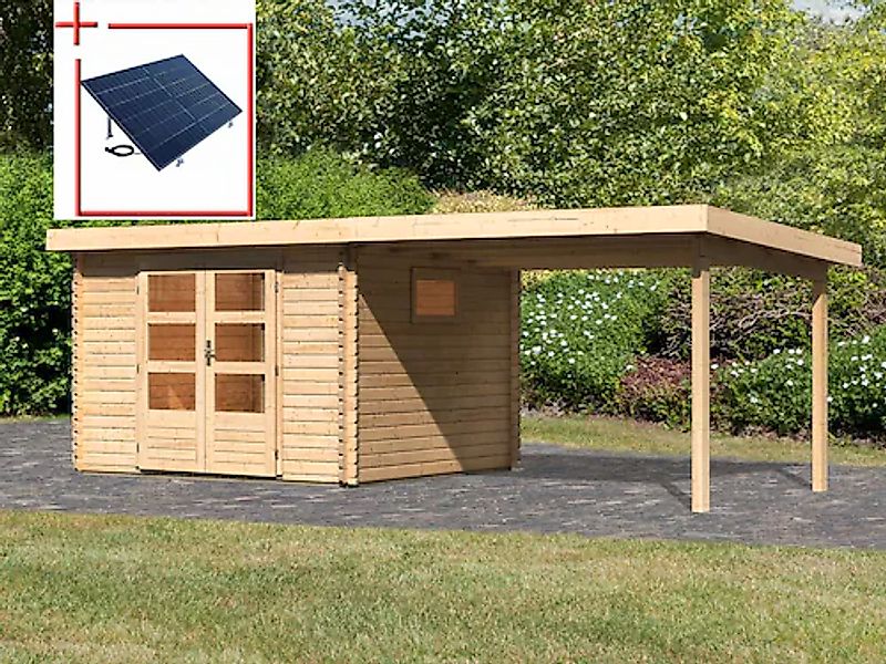 Karibu Gartenhaus »Trittau 3« mit Anbaudach und Fenster günstig online kaufen