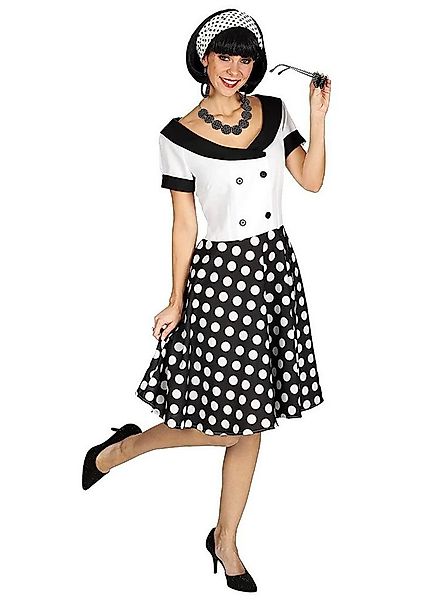 Metamorph Kostüm 50er Jahre Polka Dot Kleid, 50er Jahre Kleid in Schwarz un günstig online kaufen