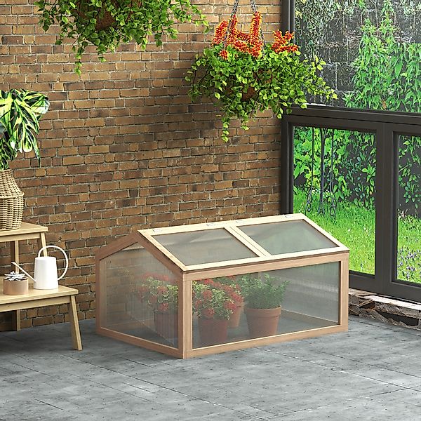 Outsunny Frühbeet Gewächshaus Treibhaus 102x71x53cm mit wetterfester Holz-P günstig online kaufen